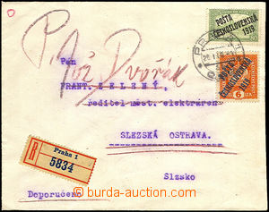 36457 - 1920 Reg letter franked with. overprint stamp. 80h Parliamen