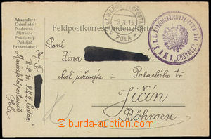 36486 - 1915 S.M.S. CUSTOZA violet circular pmk with eagle (labour s