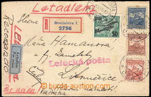36586 - 1929 Reg and airmail letter from Bratislava to Litoměřice,
