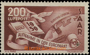 36732 - 1950 SAAR  letecká 200Fr, Mi.298, luxusní, kat. 180€