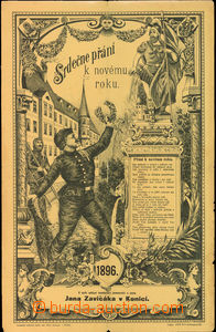 36743 - 1896 kominický kalendář, Konice, čb. lito. na žlutém p