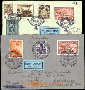36809 - 1937 2 pcs of by air mail sent cards to Netherlands with mul