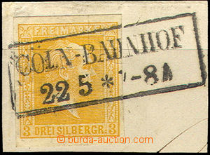 36870 - 1856 cut square with stamp. Mi.12, complete framed pmk CÖLN