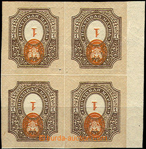 36937 - 1917 Mi.121 ve 4-bloku s převráceným tiskem středu