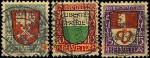 37245 - 1919 Mi.149-51 Pro Juventute, postmark overlap stamps, 1x sp