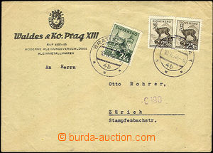 37326 - 1944 firemní dopis zaslaný do Švýcarska, vyfr. zn. Alb.5