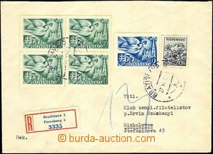 37334 - 1942 Reg letter with bilingual R label Bratislava 5 / Pressb