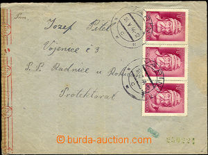 37337 - 1944 letter to Bohemia-Moravia franked with. 3 multiple fran