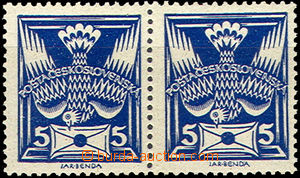37459 - 1920 Pof.143A, 5h modrá ve 2-pásce s retuší R1 na ZP 45,