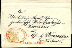 37501 - 1863 R skládaný přebal dopisu, vyfr. zn. Mi.28, oválné 