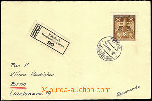 37654 - 1944 R dopis vyfr. příplatkovou zn. Pof.114, DR Hrušovany