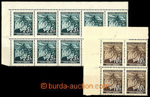 37716 - 1939 Pof.23, 21 Lipové listy 25h v rohovém 10-bloku s posu