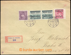 37733 - 1939 registered letter with mixed franking of Czechoslovak a