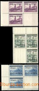 37759 - 1939 1939 Pof. 17-19  corner blocks of four with coupons, ca