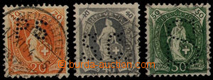 37838 - 1882 standing Helvetia, comp. 3 pcs of stamp. with perfin, M