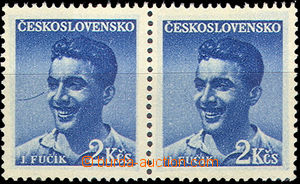 37900 - 1949 Pof.505,  Fučík pair with flaw print line before/(in 