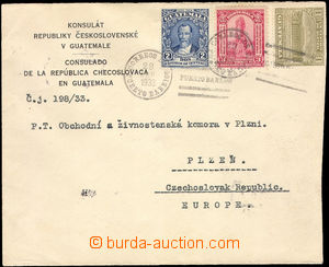 38028 - 1933 letter from Czechosl. consulate to Czechoslovakia, with