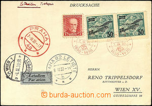 38066 - 1930 II.emise  lístek zaslaný letecky do Vídně, vyfr. Po