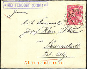 38142 - 1916 dopis s pěkným rámečkovým raz. MERTENDORF (BHM.), 