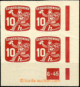 38164 - 1945 Pof.NV24, DZ 6-45, pravý rohový 4-blok, kat. 400Kč