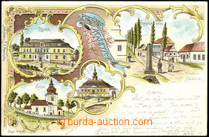 39857 - 1899 Košetice, color lithography, 4-view collage, long addr