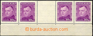 39964 - 1945 Alb.125S Tiso 10 Koruna, 4-stamps gutter pair with lowe