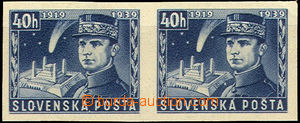 39974 - 1939 Alb.NZ34N, 40h Štefánik imperforate pair, exp. by Mah