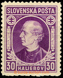 39990 - 1939 Alb.28C5, Hlinka 30h violet, horiz. fold, marks Slovak 