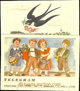 40022 - 1937-39 dva ozdobné telegramy, Lx10 (IV-1937), autor ilustr