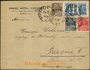 40133 - 1931 dopis (Grand Hotel Chicago, Paris) do ČSR, vyfr. kompl