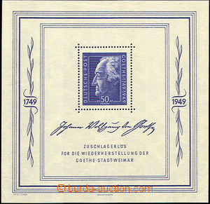 40141 - 1949 SOVIET ZONE, Mi.Bl.6, miniature sheet Goethe, in lower 