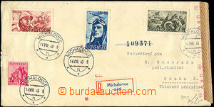 40182 - 1943 Reg letter to Bohemia-Moravia, with Alb.87-89+ 53, righ