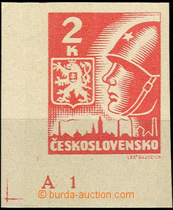 40237 - 1945 Pof.354, Košice-issue 2 Koruna, corner piece with plat