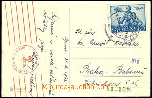 40330 - 1942 postcard franked with. Surtax stamp. 1,30Sk, Alb.66, CD