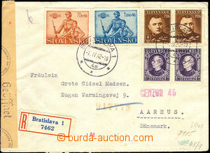 40339 - 1942 Reg letter addressed to to Denmark, franked with. i.a. 