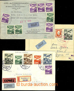 40347 - 1940 sestava 3ks pěkný leteckých dopisů zaslaných do ci