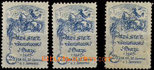 40471 - 1907 3 pcs of Sokol labels to V. festival Sokol with contrib
