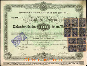 40531 - 1874 výherní los města Vídně v hodnotě 100 guldenů, k