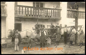 40592 - 1923 Stříbro - Mies, skupina lidí u koňského povozu př