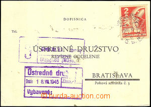 40633 - 1945 Košické,  firemní lístek vyfr. zn. 2Kč Pof.354, DR