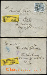 41077 - 1911 2x Reg letter same sender also receiver, 1x with Mi.149
