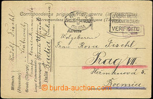 41079 - 1918 card from Italian imprisonment to Prague and written al