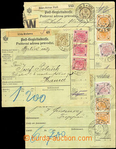 41110 - 1902-04 sestava 3ks prošlých poštovních průvodek s při