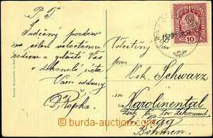 41115 - 1917 postcard with Mi.188 with railway pmk č.1520 BAD HALL 