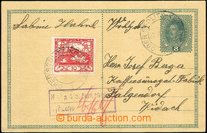 41298 - 1919 CPŘ3 with uprated by. in postal rate II stmp 10h (Pof.