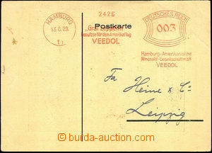 41331 - 1929 NĚMECKO  firemní lístek s OVS 3Pf, vzadu s reklamní