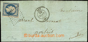 41357 - 1853 skládaný dopis vyfr. zn. Mi.9, adres. do Pertuis, DR 