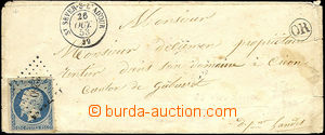 41358 - 1853 envelope with Mi.9, CDS St. Sever-S-L´Adour 26.Oct.53 