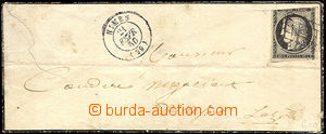 41359 - 1850 mourning envelope with 20c, Mi.3, CDS Nimes 21.Fevr.50 