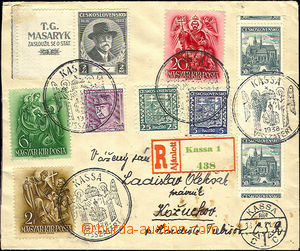 41394 - 1938 Reg letter with mixed Czechosl. - Hungarian franking, t